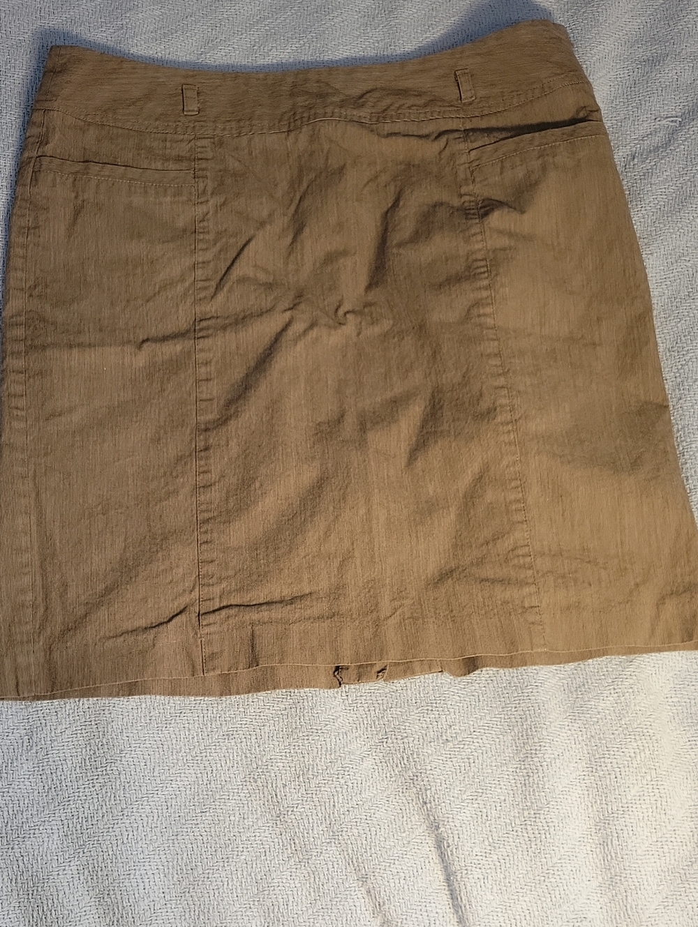 Yvos Women's Cotton Blend Brown Mini Skirt With Side Zipper